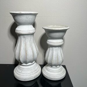 Pier 1 Distressed White Candle Holders